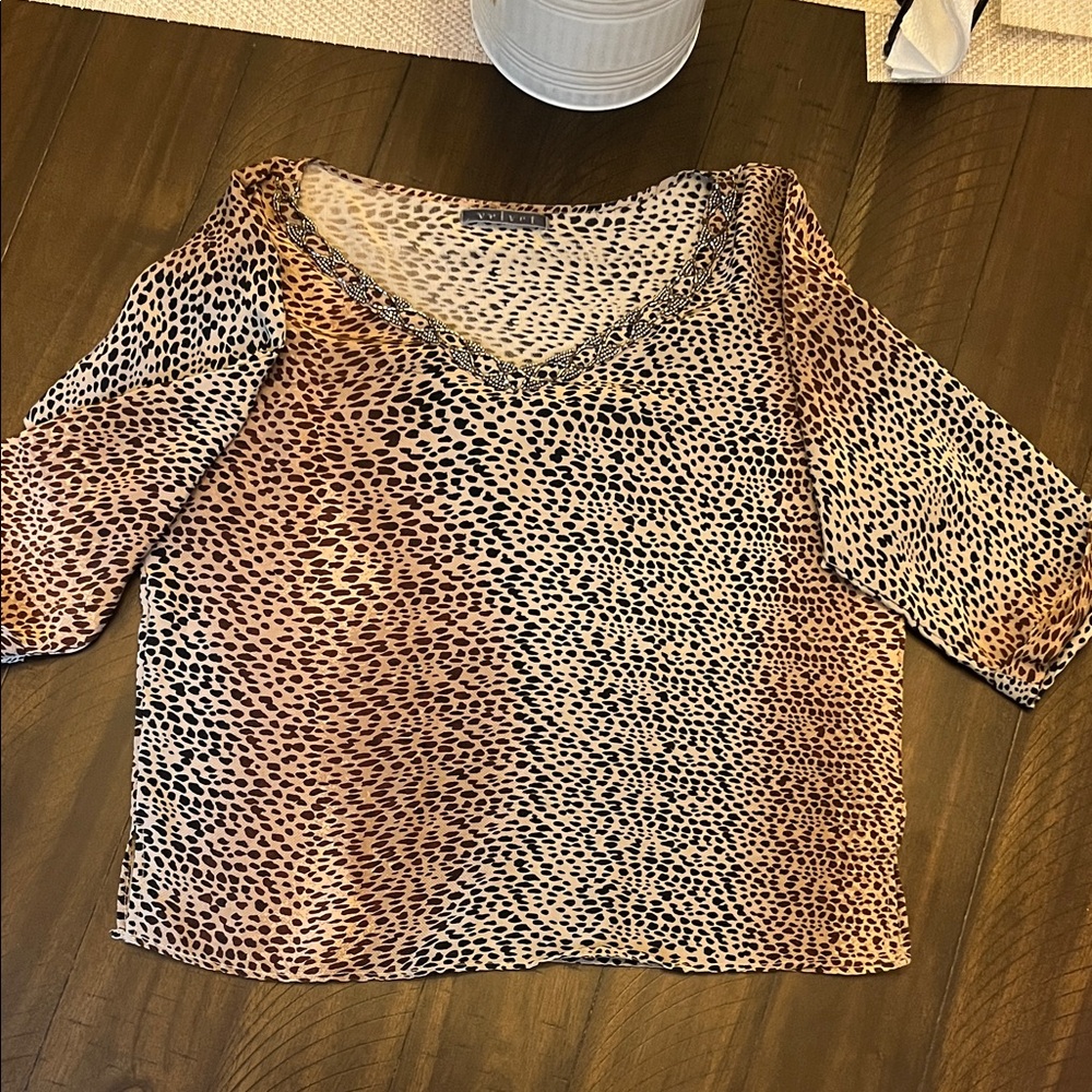 Velvet by Graham & Spencer Leopard Print Blouse